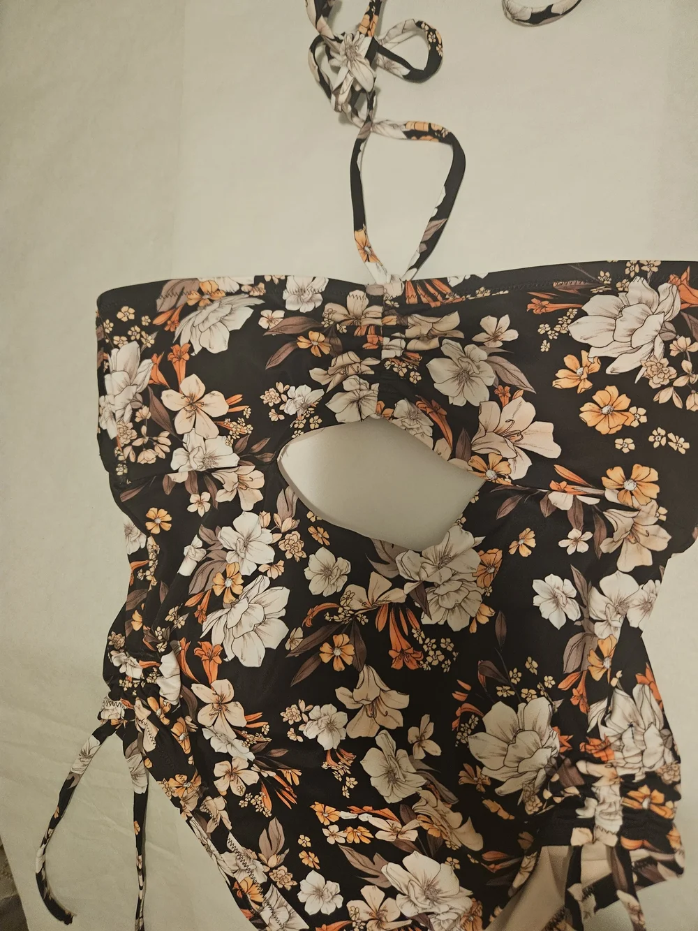 Shade & Shore Black One-Piece Swimsuit with Pink Floral Print